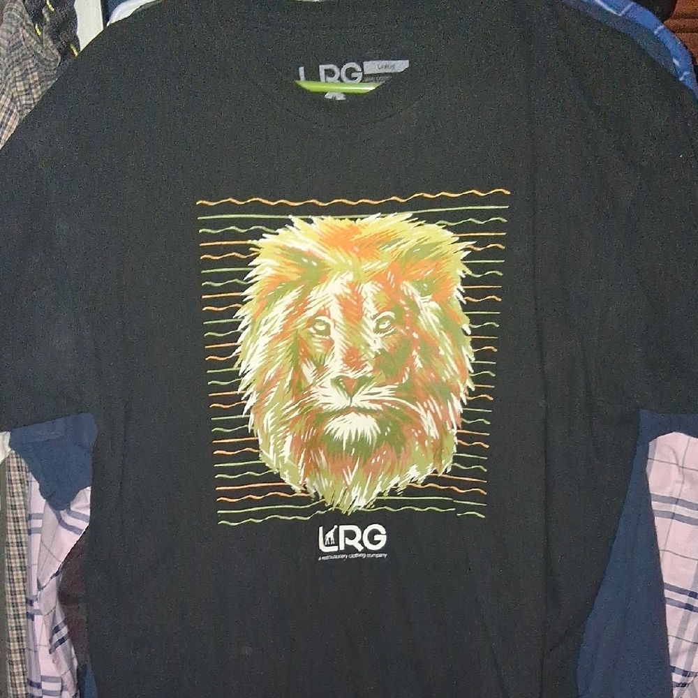 LRG Black Tee with Colorful Lion Design